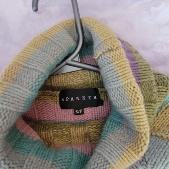 Spanner Argyle Easter Wool Blend Turtleneck Sweater sz S - Picture 6 of 10